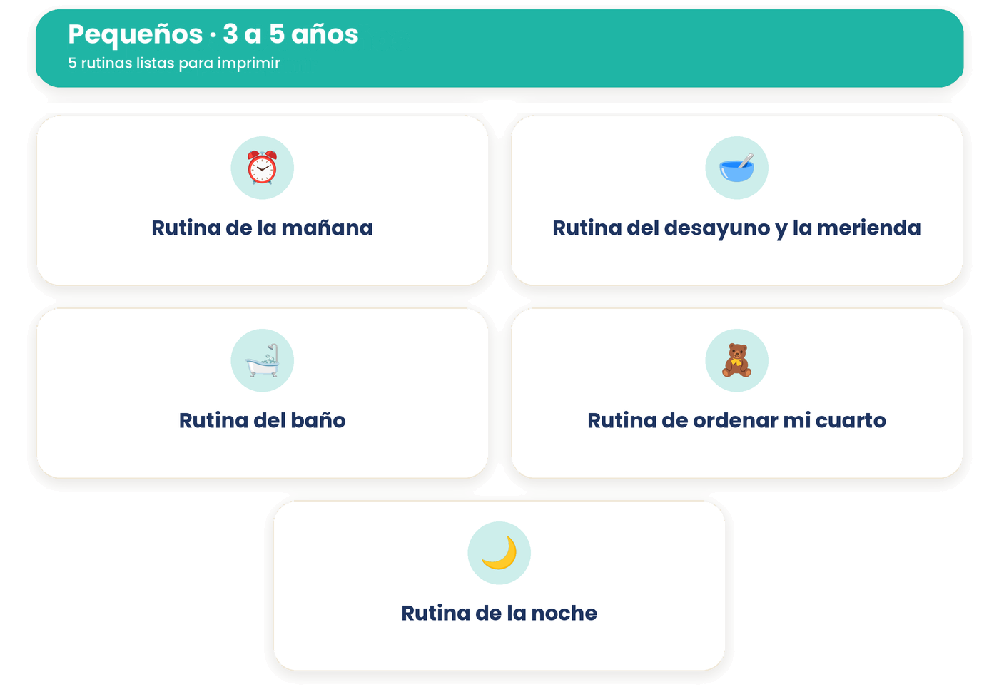 Rutinas listas para imprimir: pequeños